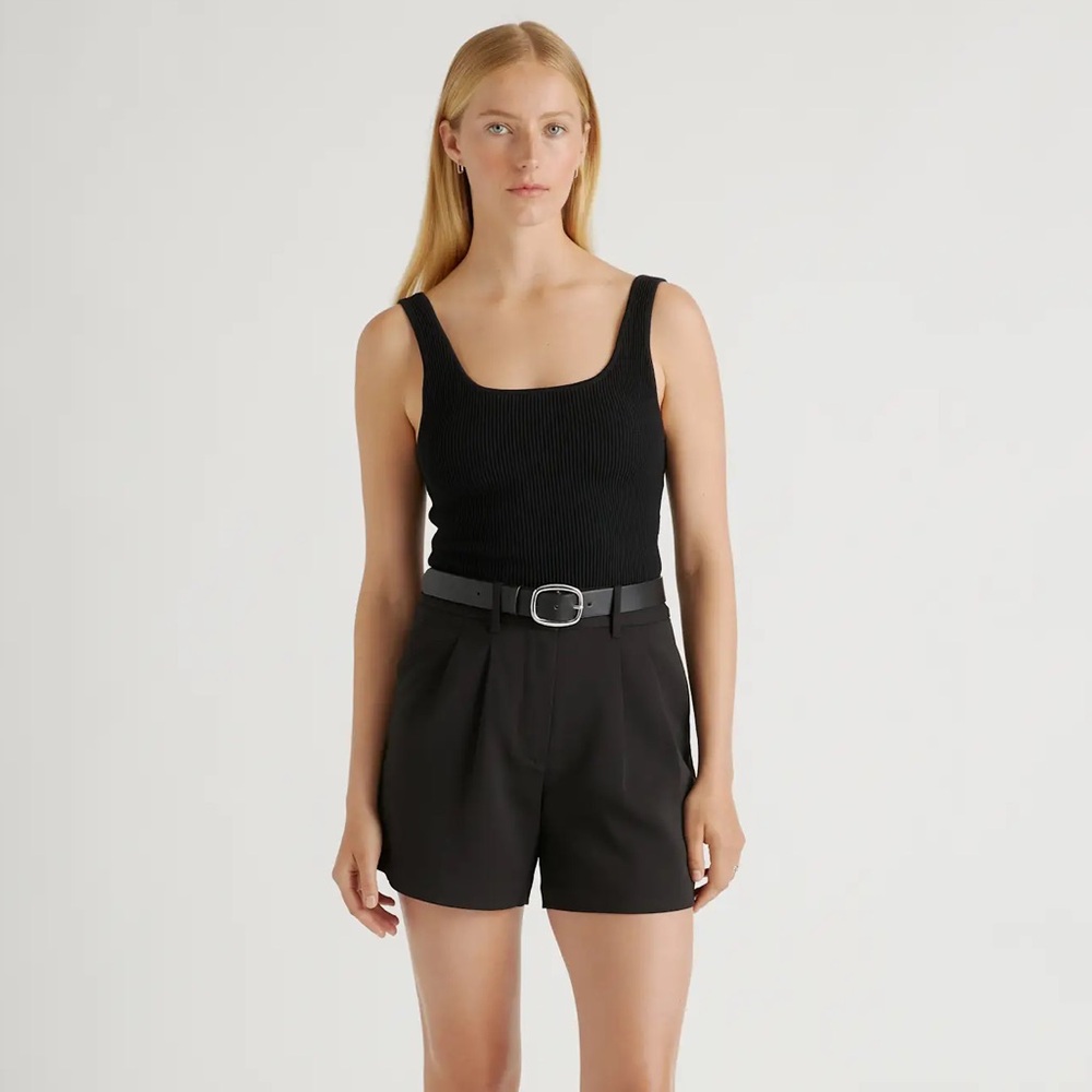 Quince Black High-Waist Tailored Shorts